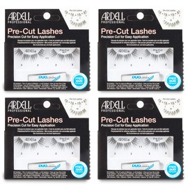 Ardell Pre-Cut False Lashes 901 with Free DUO adhesive, 4 packs