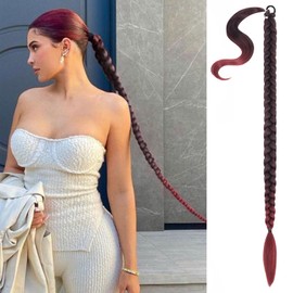 Braided Ponytail Extension,Mebeli Braid Extensions Long Braided Ponytail Extension for Black Women With Hair Tie,Straight Wrap with Braid Ponytail Extension Synthetic Hair Pieces 34 Inch Tbug. …