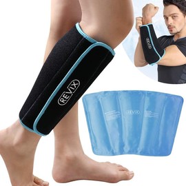 REVIX Reusable All-round Coverage Calf and Shin Cold Pack, Ice Wraps for Elbow, Shin, Calf, Leg,  Available in 2 Sizes - Size: Regular Size 1 Pack 19*10.5''