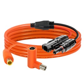 Behaunty Solar Connector to DC 8mm Adapter Cable 8FT, 12AWG + 14AWG Tinned Copper Wire with DC7909 to DC8020 Adapter, Heavy Duty Charging Cable for Portable Power Station, RV, Outdoor Camping