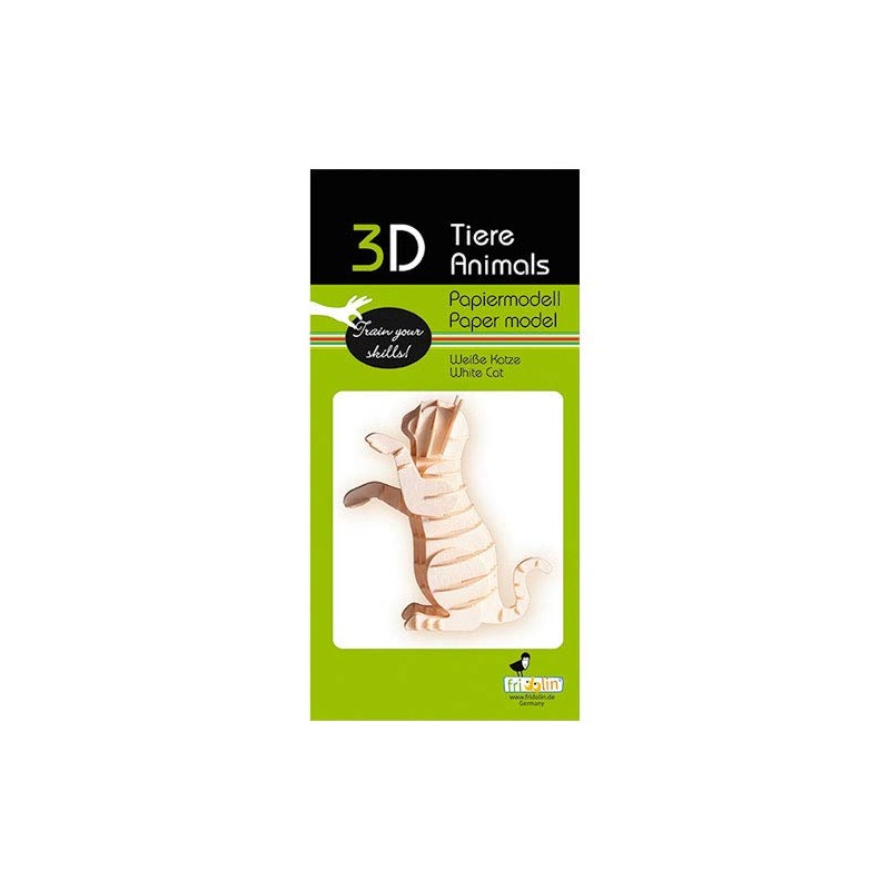 Fridolin 3D Paper Model Cat White