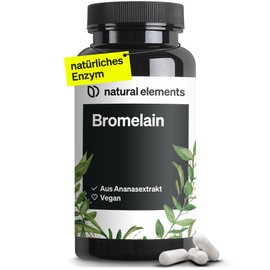 natural elements Bromelain - 400 mg (2000 F.I.P) - 90 magensaftresistente Kapseln - Natürlicher Ananas Extrakt - Laborgeprüft, hochdosiert und in Deutschland produziert