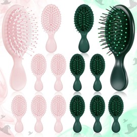 Meanplan 12 Pcs Witch Party Favor Green Pink Mini Wet Hair Brush Travel Brush Witch Musical Gift for Princess Movie Themed Birthday Party Decoration