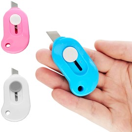 3 Pcs Mini Key Utility Knives Small Cute Box Cutter Tiny Keychain Package Opener Portable Retractable Letter Opener for Cutting Plastic Bags Express Unpacking Manual Cutting Paper in the Office Shool