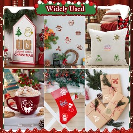 JSRQT 64Pcs Small Christmas Stencils for Painting, Cute Cartoon Christmas Plastic Stencils for Crafts Reusable, 3×3 Inch Assorted Christmas Stencils Template for Wood Sign Wall Decor Card Making