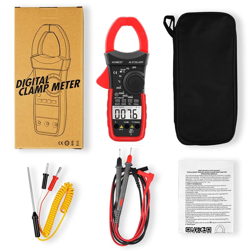 AIOMEST Clamp Meter Bluetooth Clamp Meter 570S-APP Digital Multimeter, Clamp