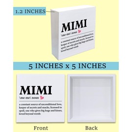 Grandma Gifts Mimi Definition Wooden Sign Grandma Grandmother Mother's Day Wood Block Sign Decorations for Home Bedroom Desk Shelf Tabletop (5 X 5 Inches)