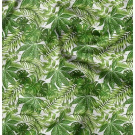 Soimoi Green Rayon Fabric Tropical Leaves Decor Fabric Printed metre 56 Inch Wide