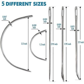 Heavy Duty Hand Sewing Needles Set - 15 Needles for Upholstery, Leather, Carpet Canvas Repair