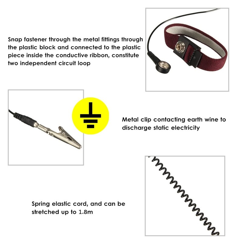 Anti Static Wrist Strap, Grounding Bracelet Esd Wrist Strap Clip