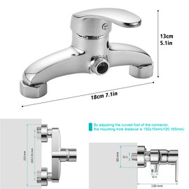ALFKET Bath Tap, Single Lever Shower Mixer Tap Wall Mounted, Bath Temperature Control, Shower Mixer Tap for Bathroom and Bathroom, Chrome, Silver