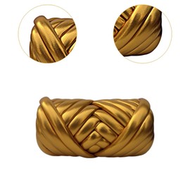 SM SunniMix Chunky Yarn Bulky Yarn Woven Crocheting Soft 500G Jumbo Tubular Yarn Tube Giant Yarn for Crochet Blanket Pillow Tapestry Hats, Gold