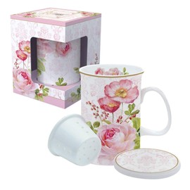 Easy Life 316 flda Confezione 1 Tisaniere 30 cl in bone china floreale Damask, 0.3 liters, Multicolore