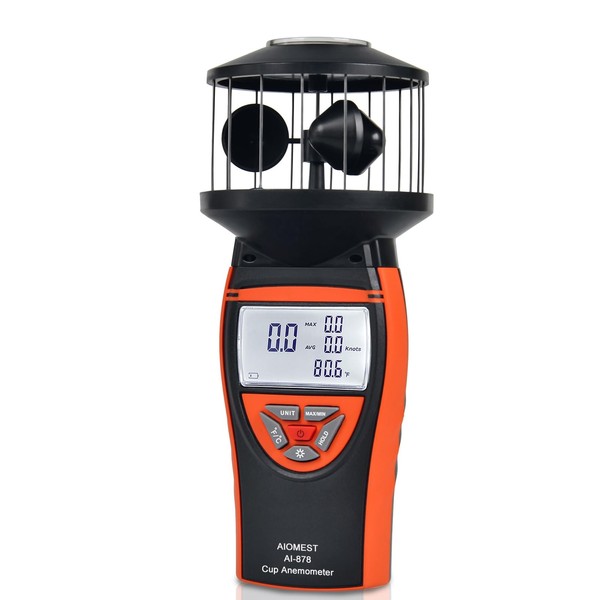 AIOMEST Wind Cup Anemometer, Handheld Outdoor Air Velocity Meter Measure