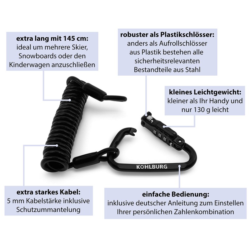 KOHLBURG 5 mm thick and small combination lock for the