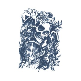 Jagua Tattoo Tattoo Stickers, 2 Weeks Disappearing Henna Tattoo Real Skull Skull Reaper (gz170)