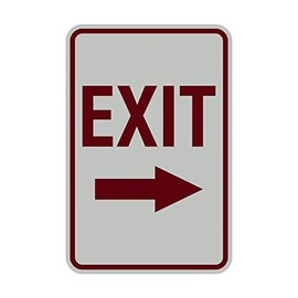 Signs ByLITA Portrait Round Exit Right Arrow Sign with Adhesive Tape, Mounts On Any Surface, Weather Resistant, Indoor/Outdoor Use (Light Grey/Burgundy) - Medium (10 Pack)
