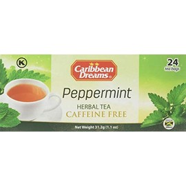 Caribbean Dreams Peppermint Tea, 24 Tea Bags, 100% Natural Peppermint Leaves Tea from Jamaica