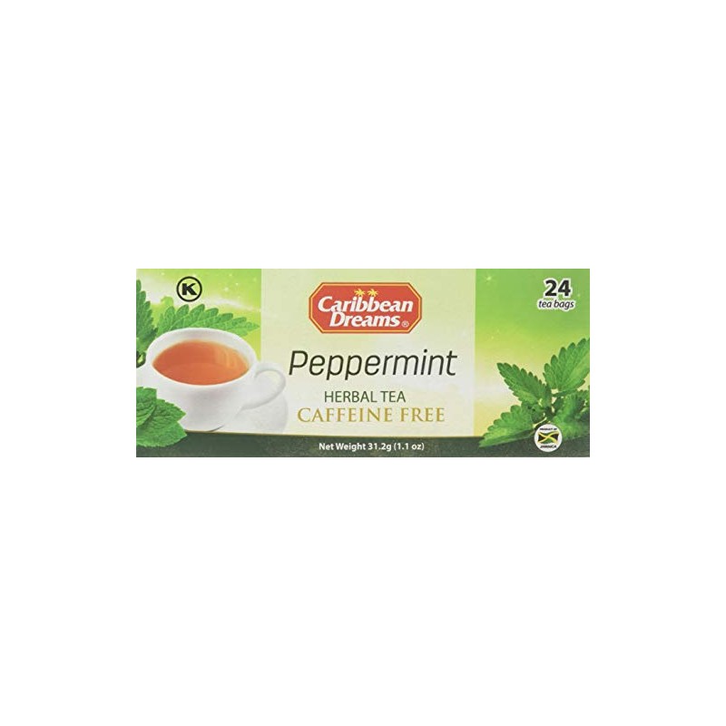Caribbean Dreams Peppermint Tea, 24 Tea Bags, 100% Natural Peppermint