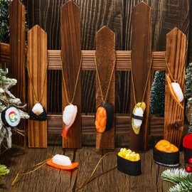 Vercraft 16 Pcs Christmas Sushi Ornament for Christmas Tree Plastic Hanging Ornament Nigiri Sushi Warship Roll with Rope Decorations for Sushi Lover Vintage Xmas Ornaments Funny Xmas Party Decor