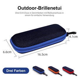 Cosswe Pack of 3 Portable Travel Glasses Bag with Zipper Fashion Hard Glasses Case Glasses Cases Made of Denim Fabric