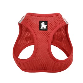 RUE LOVE Soft Air Mesh Adjustable Reflective Dog Harness for Small Medium Breeds (Small, Red)