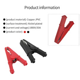 10 Uds Clip de Prueba eléCtrico PVC LatóN Aislado Pinza de Cocodrilo Cargador de BateríA Abrazadera 30A 1000V Rojo Negro
