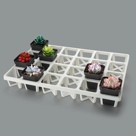 RooTrimmer 5 Pack Planting Pots Moving Trays for 3 inch(2.7 inch for Exact) Square Nursery Pots, 24 Cell Pots Carrier Holders(White)