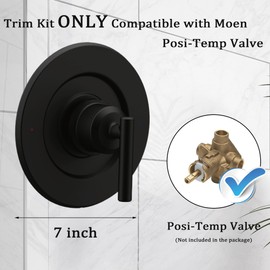 T2901BL Valve Trim Kit Replacement for Moen Gibson Posi-Temp Valve Trim Kit, Black Shower Handle Compatible with Moen Posi Temp Trim Kit Shower/Tub 2510/2520/2570/2590 Pressure balanced Valves
