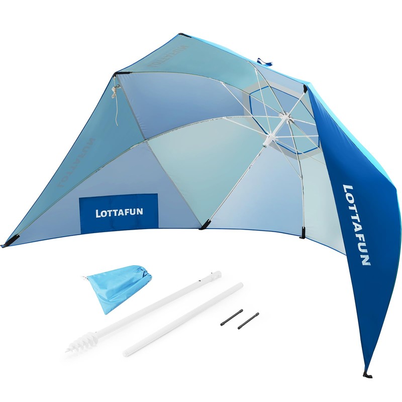 LOTTAFUN Beach Shelter Umbrella,Premiere UPF 50+ Umbrella Shelter with Patented
