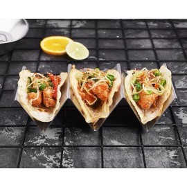 ARTTHOME Taco Holders 4 Packs - Stainless Steel Taco Stand Rack Tray Style