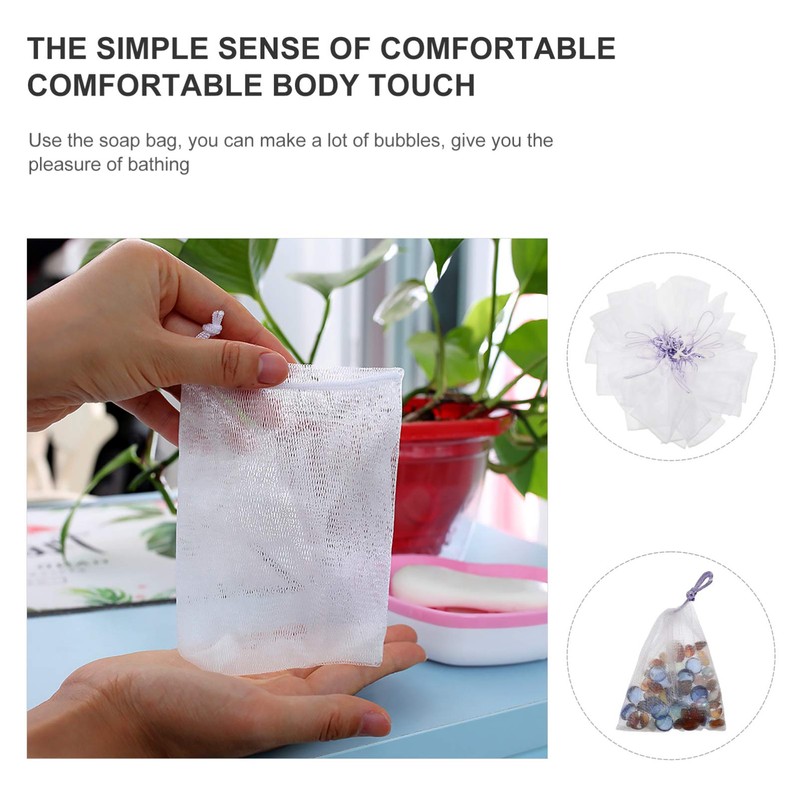 FOMIYES 40pcs Nylon Mesh Soap Pouch, Hanging Handmade Soap Bubbler,