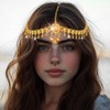 Woeoe Tassel Gold Head Chain Jewelry Boho Rhinestone Headpiece Festival
