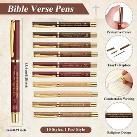Gueevin 30 Pcs Christian Church Gift Bulk 10 Bible Verse Pens 10 Scripture Bookmarks 10 Inspirational Keychains Religious Gifts for Sunday School Bible Study Easter Father's Day Supplies(Multicolor)