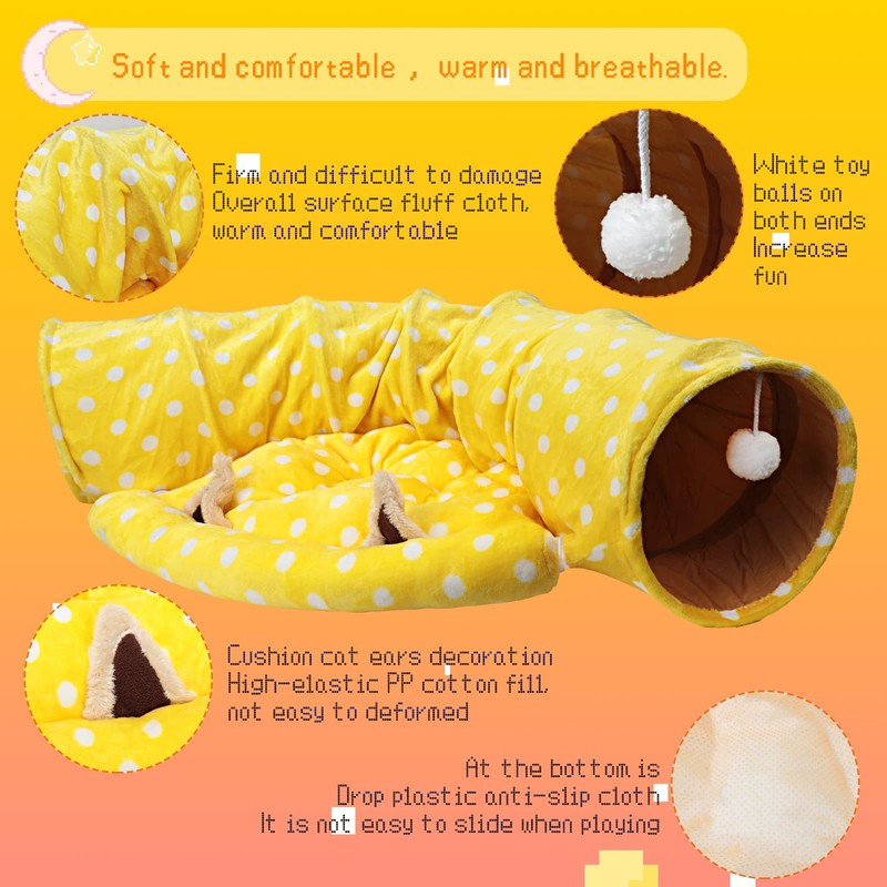 BWOGUE Bunny Tunnel Bed, 2-in-1 Collapsible Tunnel Tubes Toys with