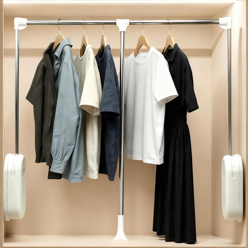 tonchean Heavy Duty Pull Down Closet Rod White, 60 Lbs