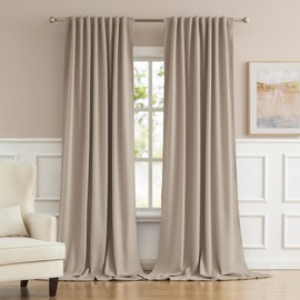 DUALIFE Room Darkening Curtains/Drapes 102 Inches Long Thermal Insulated Privacy Draperies,52 inches by 102 inch,2 Panesl,Rose Tan Taupe