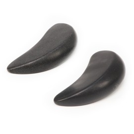 Master Massage 2-Piece Large Waning Moon Crescent Massage Stone Set – Arc Curved Hot Stones for Deep Tissue Therapy, Gua-Sha & Pressure Point Massage – Black Basalt Rock Tool Pack