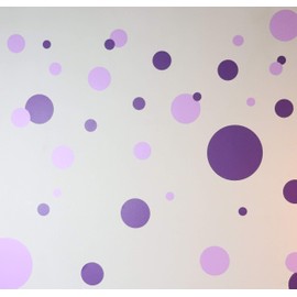 Pastel Polka Dot Wall Decals -Girls Room Decor Stickers Living Room Bedroom, Bathroom, Playroom, Baby Nursery Toddler to Teen DIY Decoration (Purple Party)