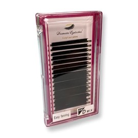 Easy Fan Volume Eyelash Extensions Lash Tray, Available in: C, CC, D & DD Curl, 0.07, 16 Row Mix Tray 8-15mm, Flowering Fanning Lashes (CC)
