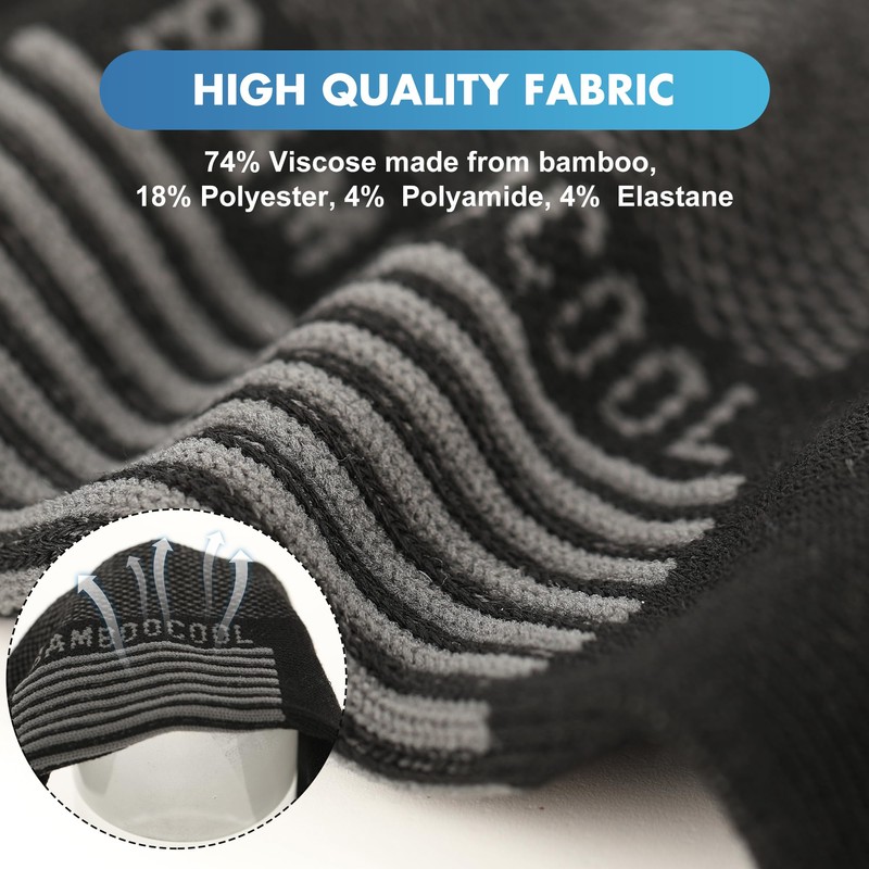 BAMBOO COOL Men's Athletic Ankle Socks Moisture Wicking, Anti-Odor Breathable