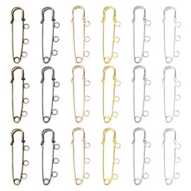 UUYYEO 30 Pcs 2 Inch Large Metal Safety Pins Vintage Safety Brooch Pins Fabric Craft Safety Pins Sweater Skirt Safety Pins Garment Blankets Safety Pins Leather Canvas Safety Pins with 3 Loops