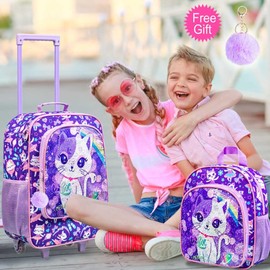 UFNDC Kids Luggage, Girls Suitcase Rolling with Wheels, Travel Carry on for Children Toddler Elementary