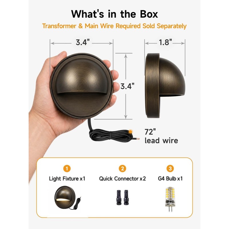Gardenreet Solid Brass Deck Light, 12V, Bronze, Bulb Not Included,