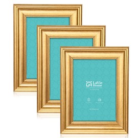 LaVie Home 5x7 Picture Frames (3 Pack, Gold) Photo Frame Set with High Definition Glass for Wall Mount & Table Top Display