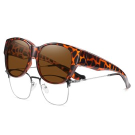 HAOLOTA Fit Over Glasses Sunglasses for Women Polarized, Trendy Cat Eye Sunglasses Wear Over Glasses, UV Protection