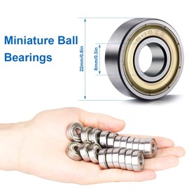 608 ZZ Ball Bearings, 20 Pieces 608zz Metal Double Shielded Miniature Groove Skateboard Ballla (Silver)