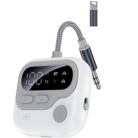 Airplane Bluetooth Adapter for 2 AirPods Headphones, Bluetooth Transmitter for TV to Wireless Headphones, Dual Link Low Latency 3.5mm Adapter for Speakers, Wireless Transmitter and Receiver