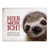Metal Sign with Sloth Motif and Saying "Betreten auf eigene
