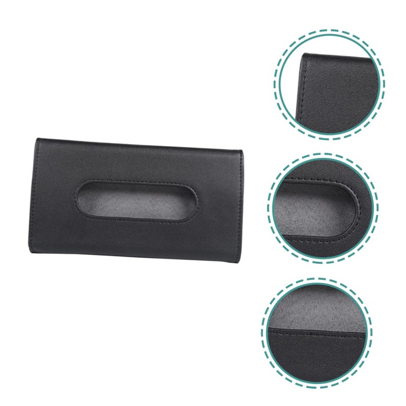 FUNOMOCYA 2pcs PU Leather Car Visor Tissue Holder Stylish Sun